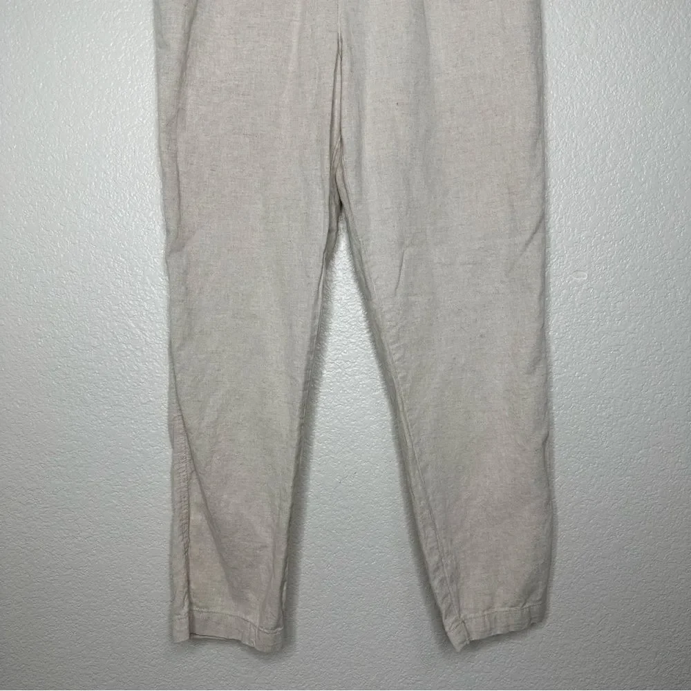 NWOT Zara Linen Blend Cream Pull On Women’s Pants, Sz Medium